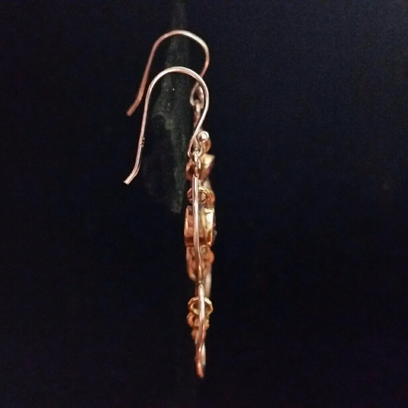 .925 Two tone Rainbow Topaz Dangle Hook Earrings - Picture 2 of 5